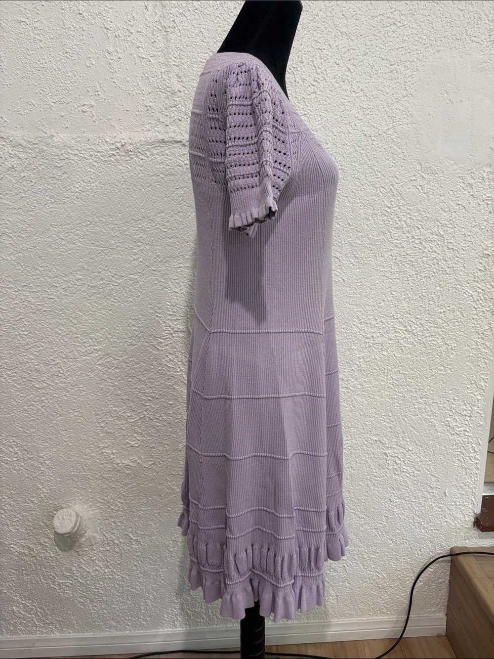 Anthropologie Maeve Lavender Scoop-Neck Knit Knee Length Dress Size Large - Picture 3 of 12